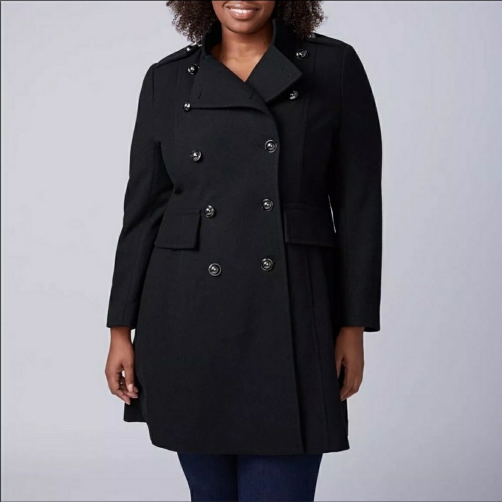 Lane Bryant wool blend pea coat with back corset detail size 18/20
